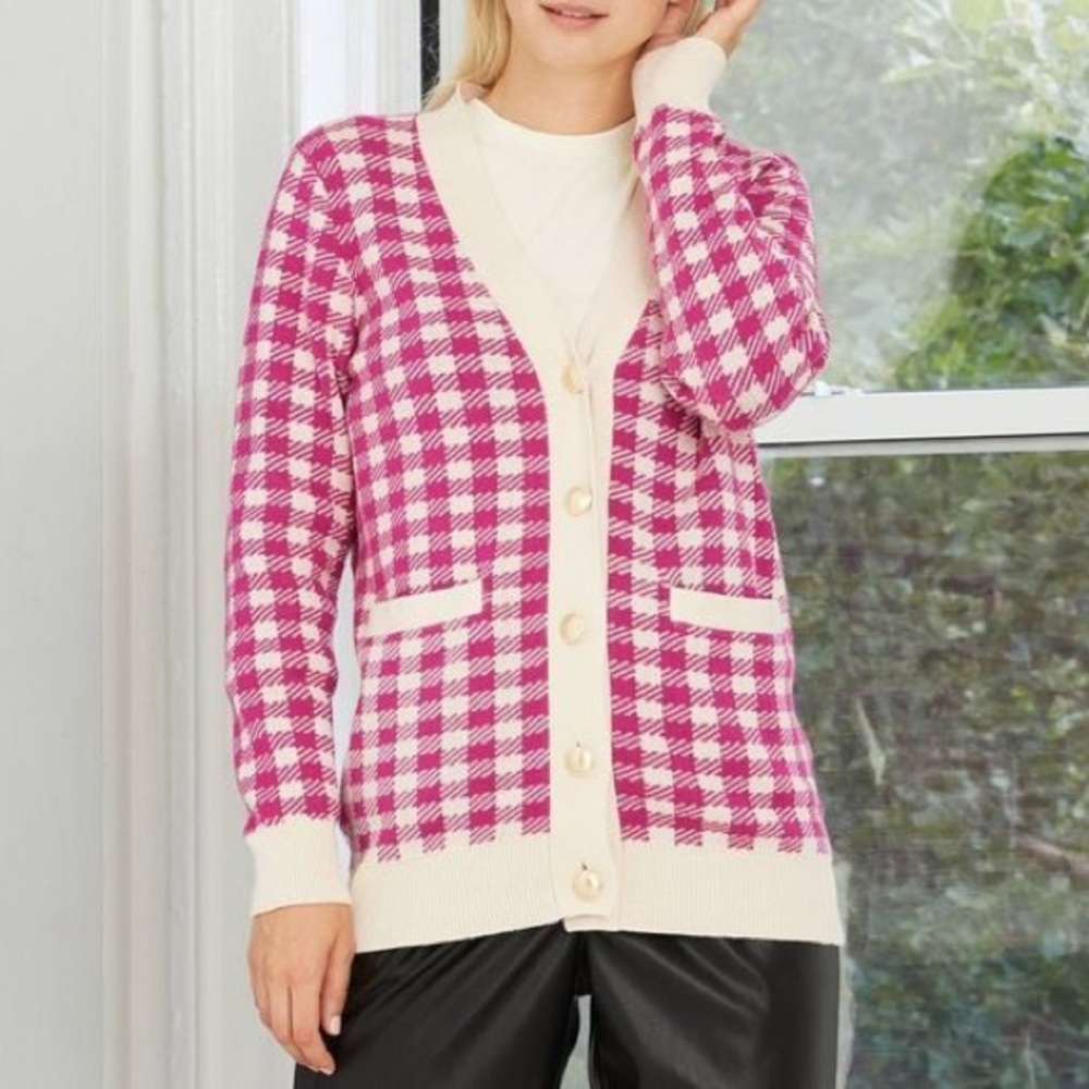 Who What Wear Check Jacquard Cardigan Small